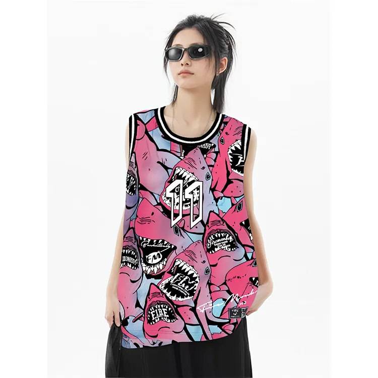 FireMonkey Basketball Jersey Unisex Purple Fuchsia Pink-3