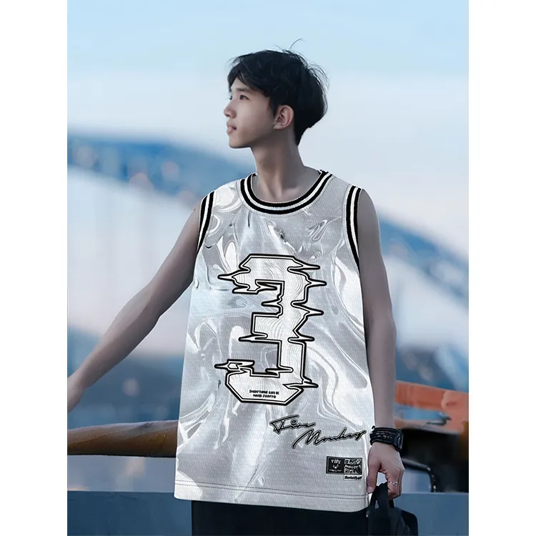 FireMonkey Basketball Jersey Unisex Phantom Pattern Gray-3