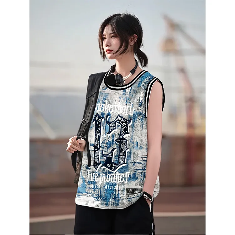 FireMonkey Basketball Jersey Unisex Blue White Gray-2