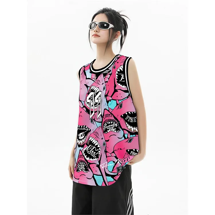 FireMonkey Basketball Jersey Unisex Purple Fuchsia Pink-2
