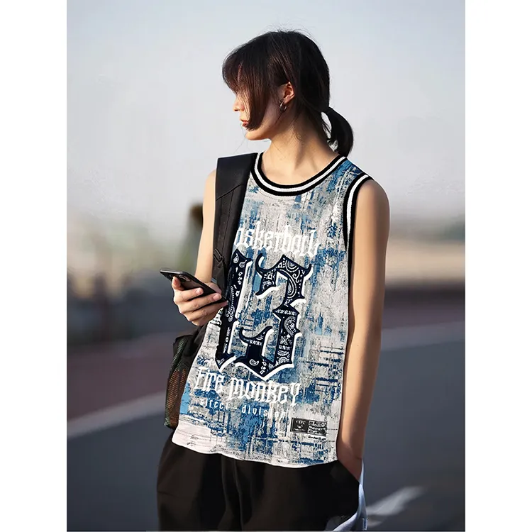 FireMonkey Basketball Jersey Unisex Blue White Gray-3
