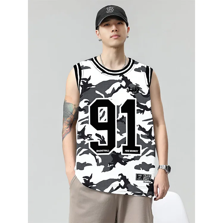 FireMonkey Basketball Jersey Unisex Camouflage Gray-2