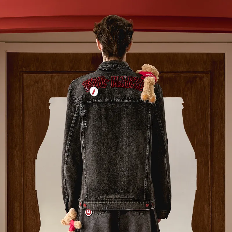 13 DEMARZO Denim Jackets Unisex Black-3