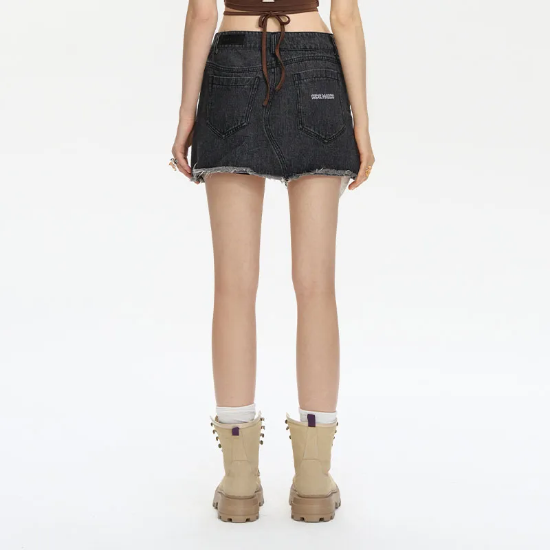 13 DEMARZO Denim Short Skirts Women's Dark Gray-3