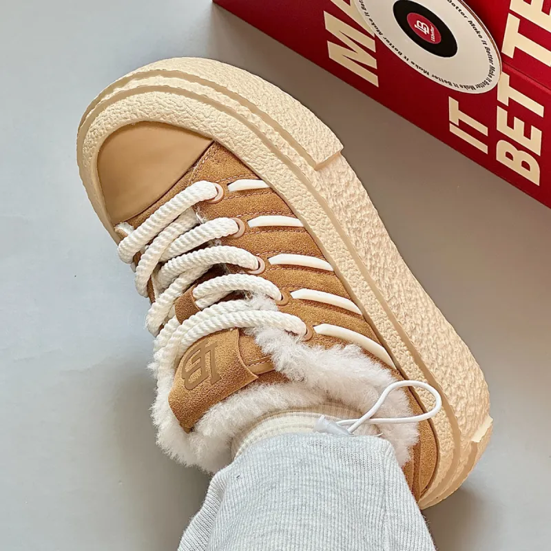 Lilbetter Baking Collection Lightweight Height Increasing Coverage Low Top Plush Platform Skateboard Shoes Women's-2