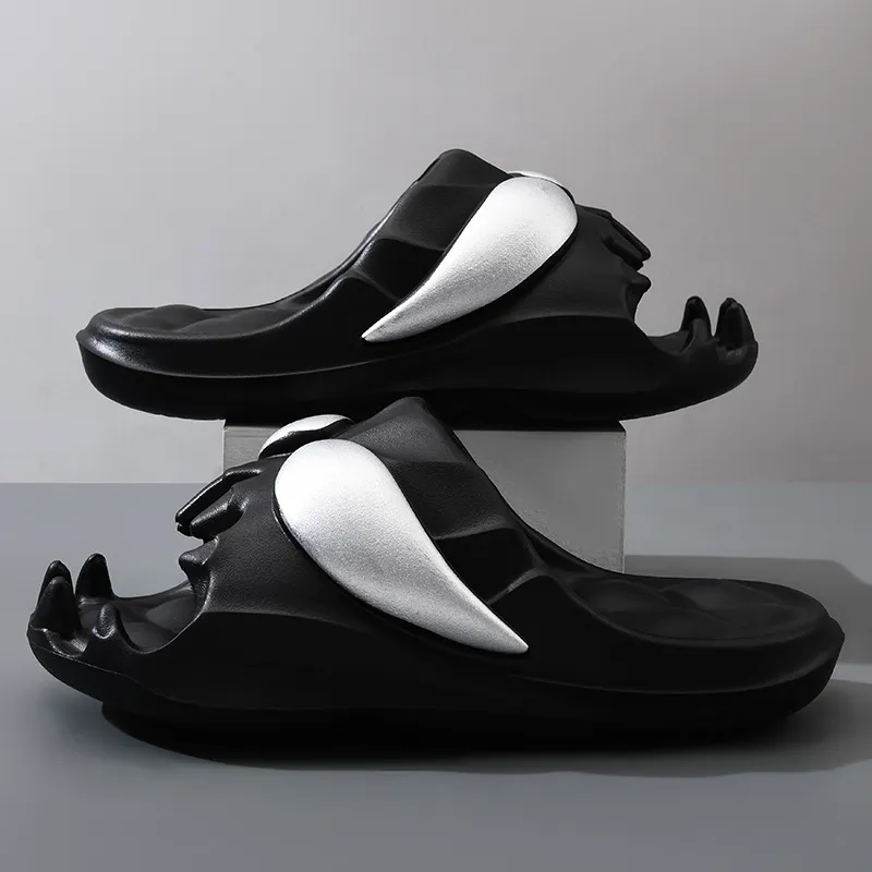 Mr.shang Slide Slippers Unisex White Black-5