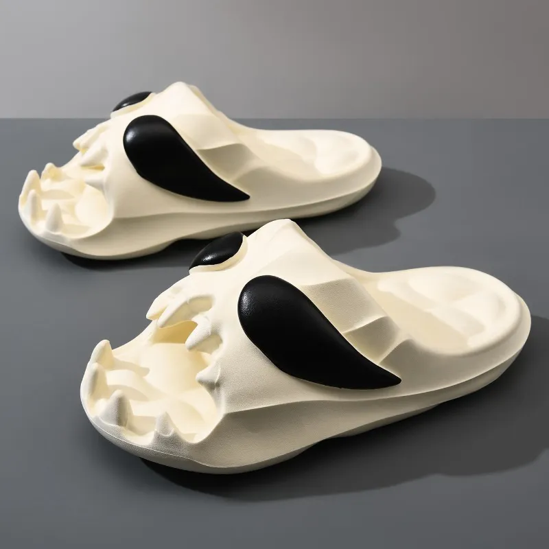 Mr.shang Slide Slippers Unisex White Black-1