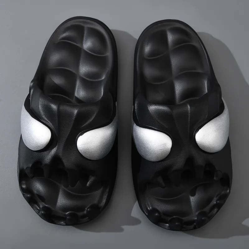 Mr.shang Slide Slippers Unisex White Black-4