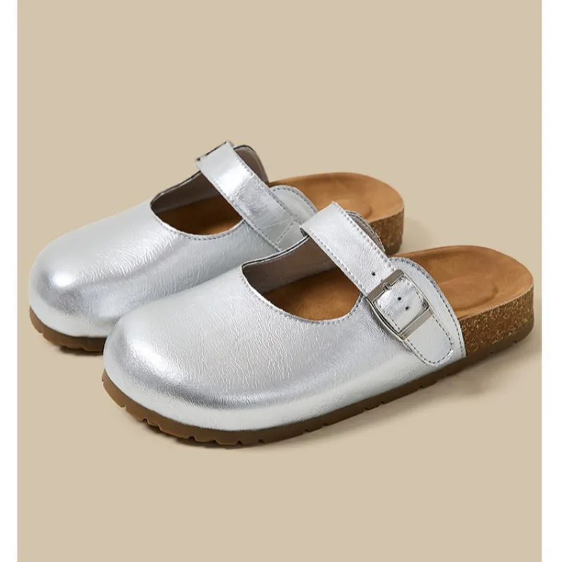 Mr.shang Abrasion Resistant Closed Toe Slippers Women's Silver-1