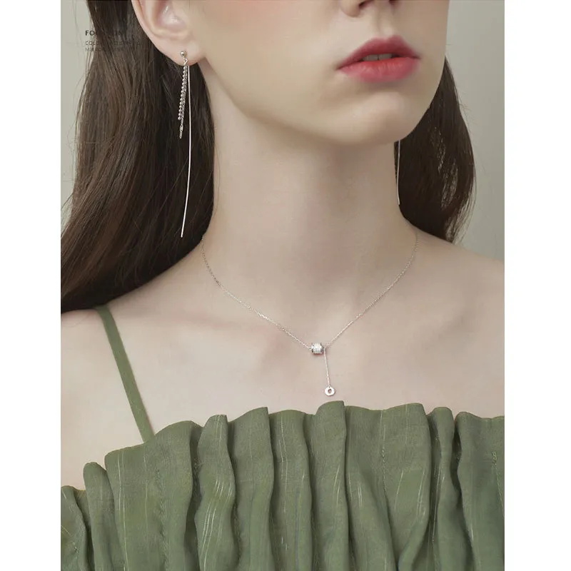 Roaelove S925 Silver Zircon Necklaces Women's-2