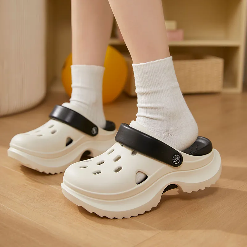 Warm Edge Platform Slippers For Women's Height Increasing, Summer Multicolor, Office Closed Toe Slippers-15