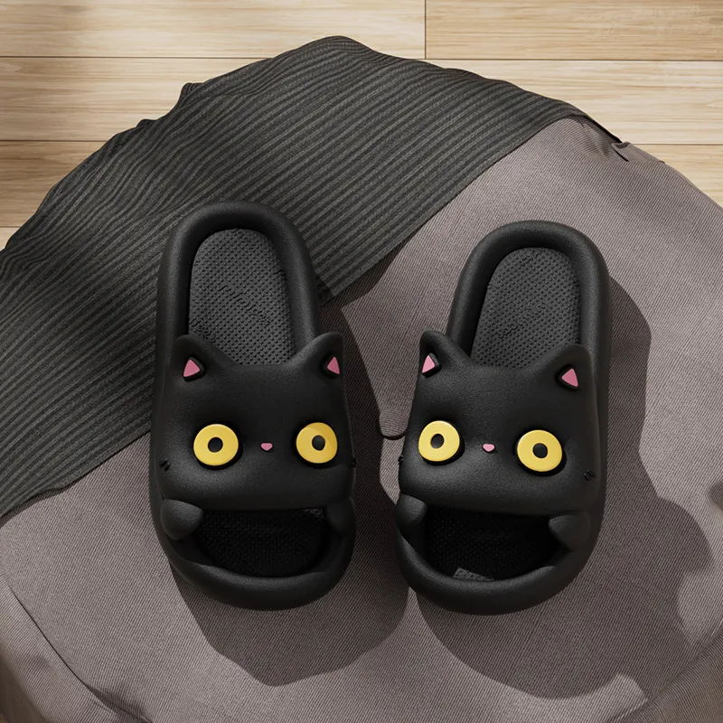 Warm Edge Women's Summer Home Indoor Cartoon Cute Kitten Soft Sole, Students Dormitory Slide Slipper-4
