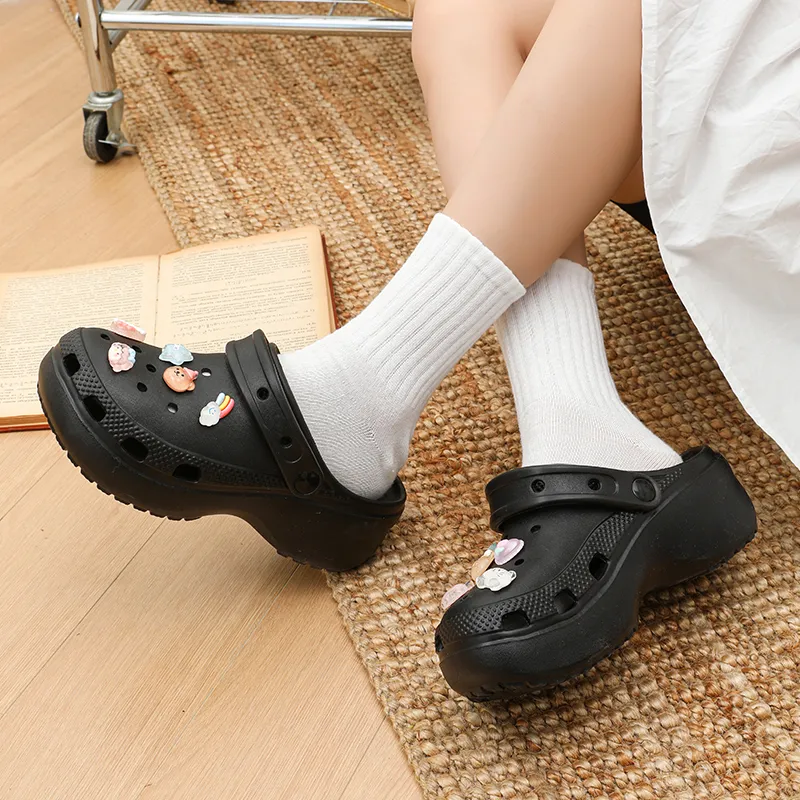 Warm Edge Closed Toe Slippers For Women's Summer Fashion, Cartoon Style, Cute Platform Height Increasing Clogs-1