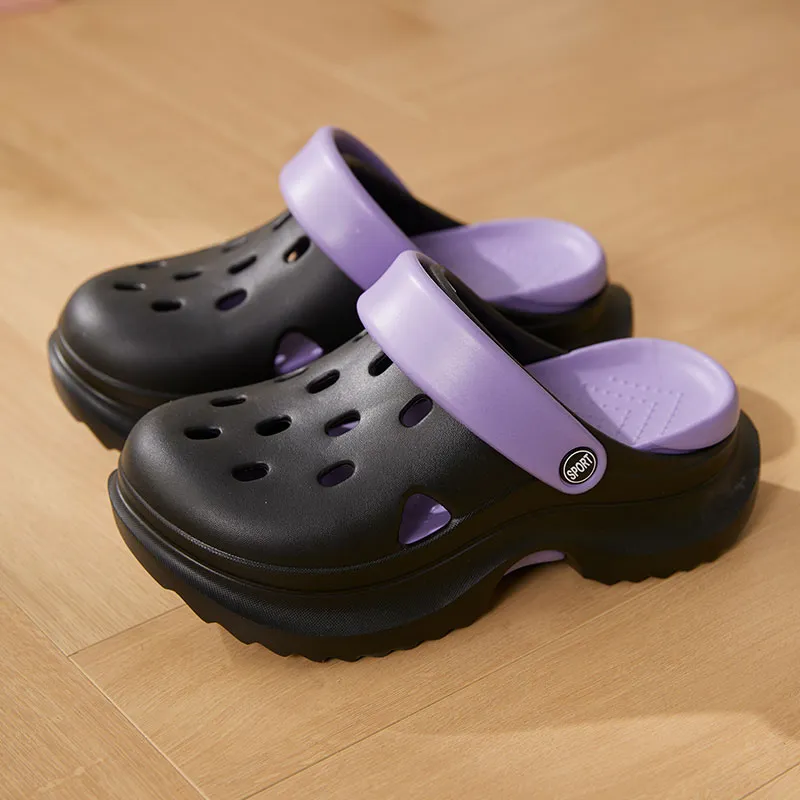 Warm Edge Platform Slippers For Women's Height Increasing, Summer Multicolor, Office Closed Toe Slippers-6