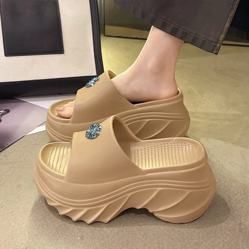 Warm Edge Platform Slippers For Women's Summer, Height Increasing, Home, Indoor, And Office Use-11
