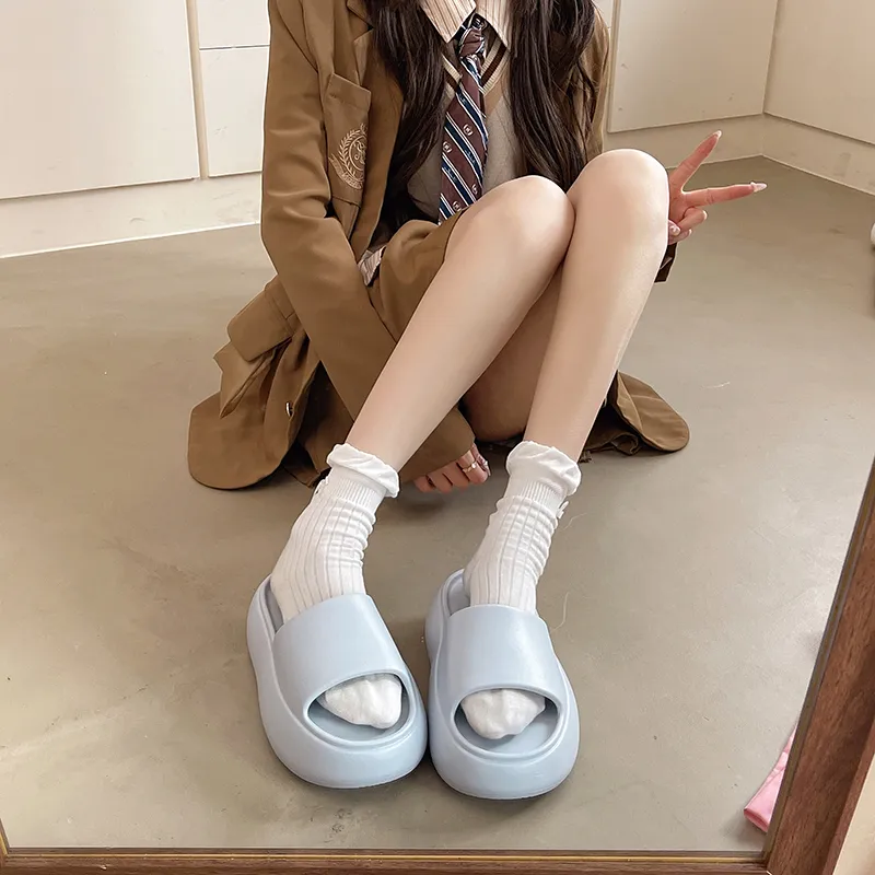 Warm Edge Platform Slippers For Women's Summer, Home Use, Hidden Wedge, Fashion Trend, Dormitory Slippers-2