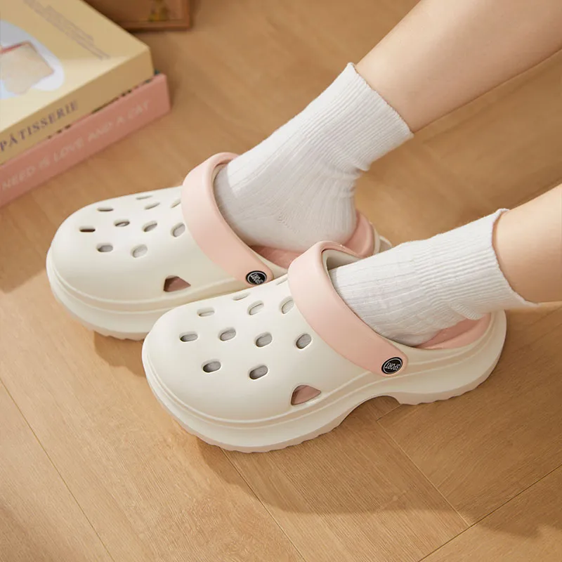 Warm Edge Platform Slippers For Women's Height Increasing, Summer Multicolor, Office Closed Toe Slippers-11