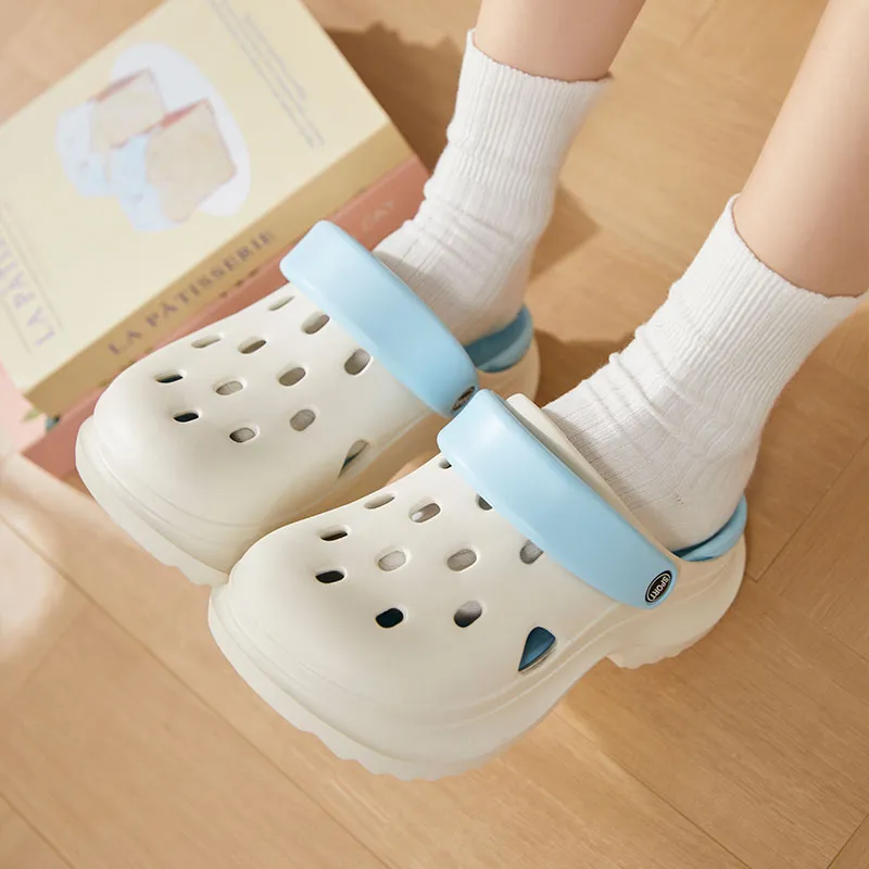 Warm Edge Platform Slippers For Women's Height Increasing, Summer Multicolor, Office Closed Toe Slippers-1