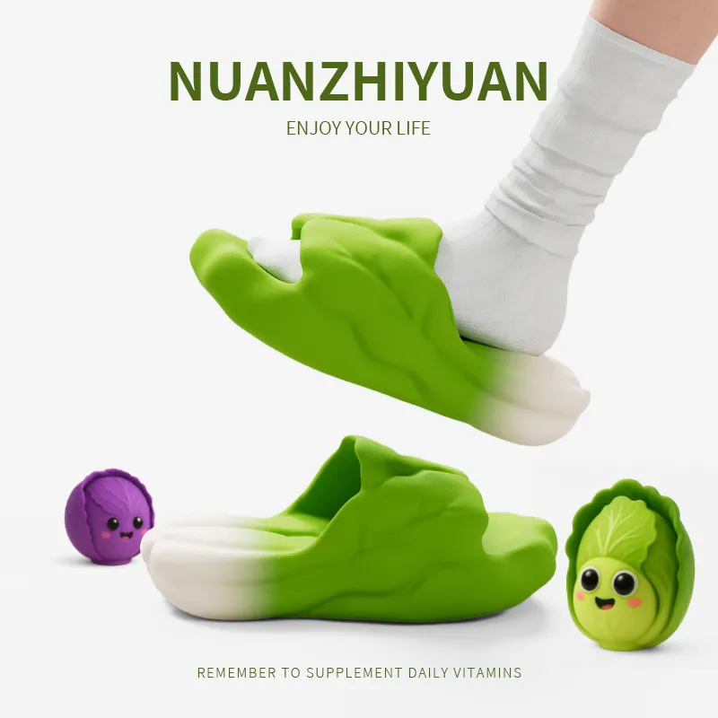 Warm Edge Vegetable Slippers Unisex, Summer Home Indoor Platform Comfortable Cartoon Cute Slippers-3