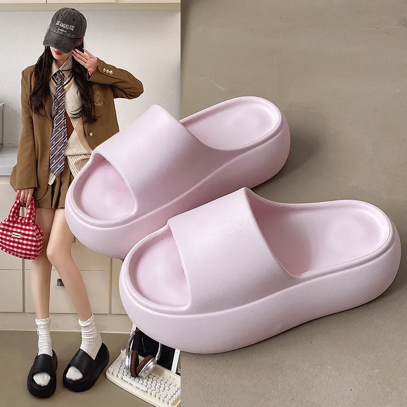 Warm Edge Platform Slippers For Women's Summer, Home Use, Hidden Wedge, Fashion Trend, Dormitory Slippers-7