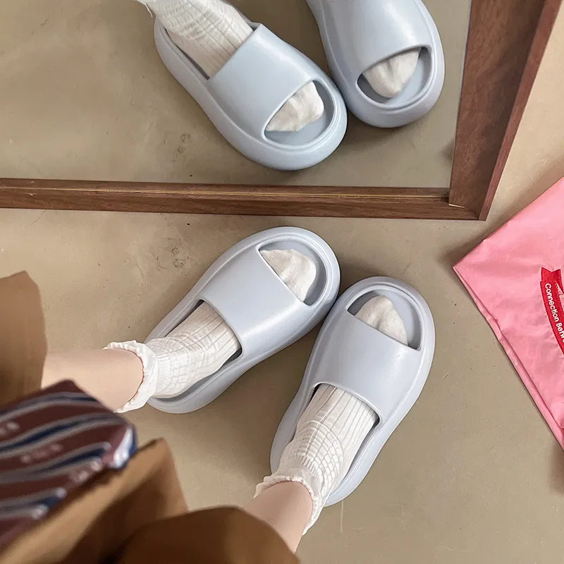 Warm Edge Platform Slippers For Women's Summer, Home Use, Hidden Wedge, Fashion Trend, Dormitory Slippers-1