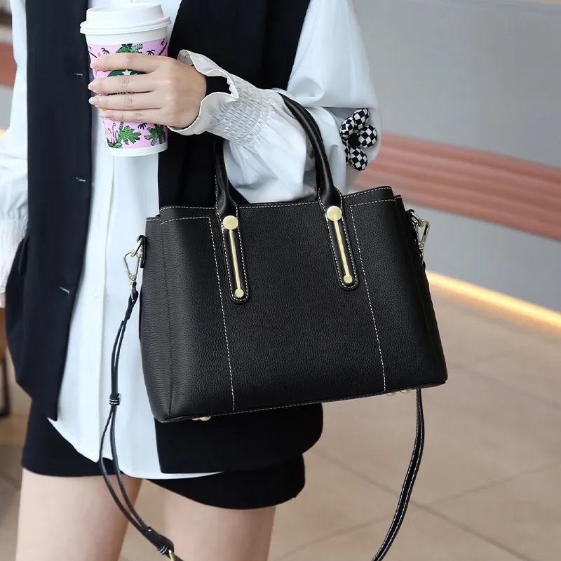 Narandu Top Grain Cow Leather Tote Shoulder Bag Crossbody Bag Handbag Large Size Women's Multicolor-5