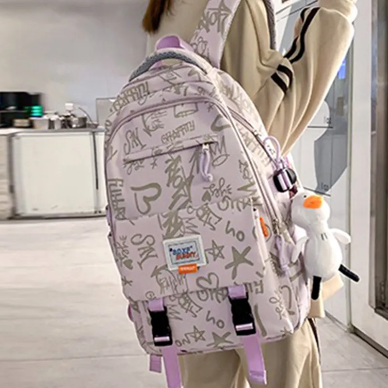 Narandu Fabric Backpack Large Size Women's Blue/Purple-6
