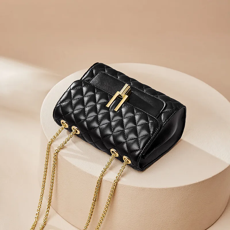 Narandu Cow Leather Patchwork Synthetic Leather Crossbody Bag Small Size Women's Black/Ecru-5