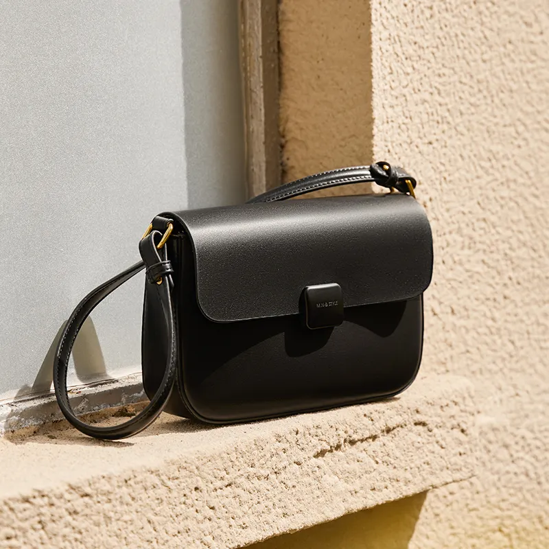 Narandu Cow Leather Synthetic Leather Small Square Bag Shoulder Bag Crossbody Bag Regular Women's Milk Tea Apricot-9