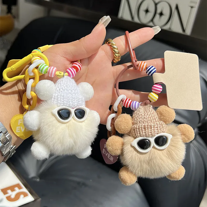 Narandu Rex Rabbit Fur Keychain Bag Accessory Women's Multicolor-5