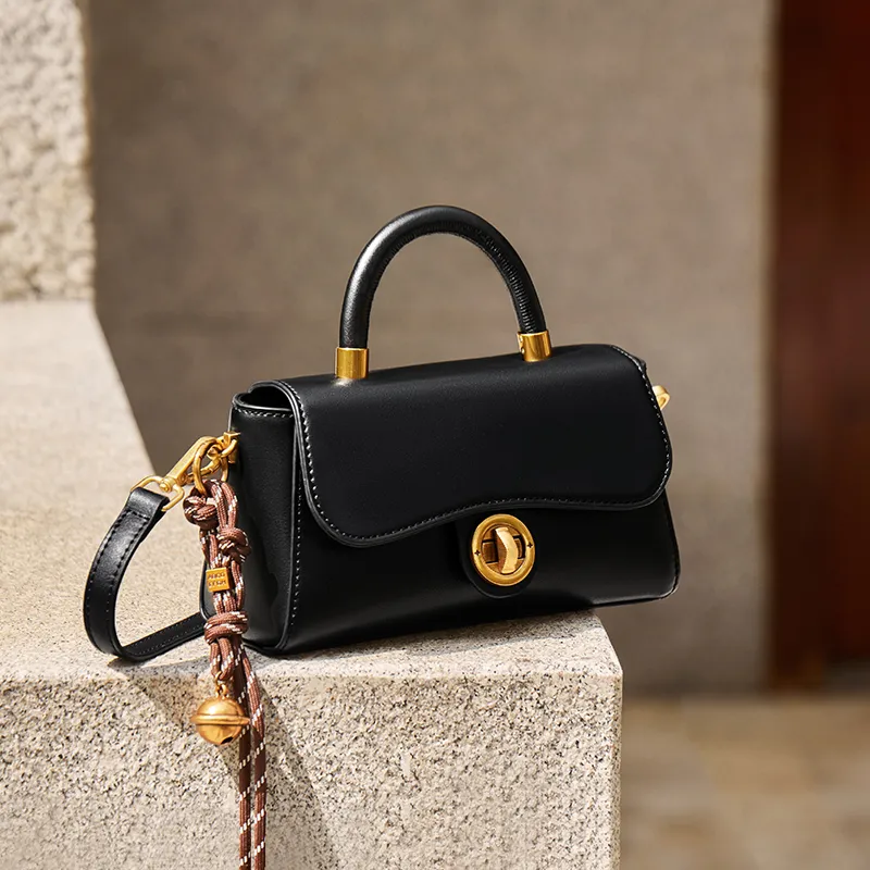 Narandu Cow Leather Shoulder Bag, Crossbody Bag, Handbag Trumpets Women's Ecru Apricot/Midnight Black-11