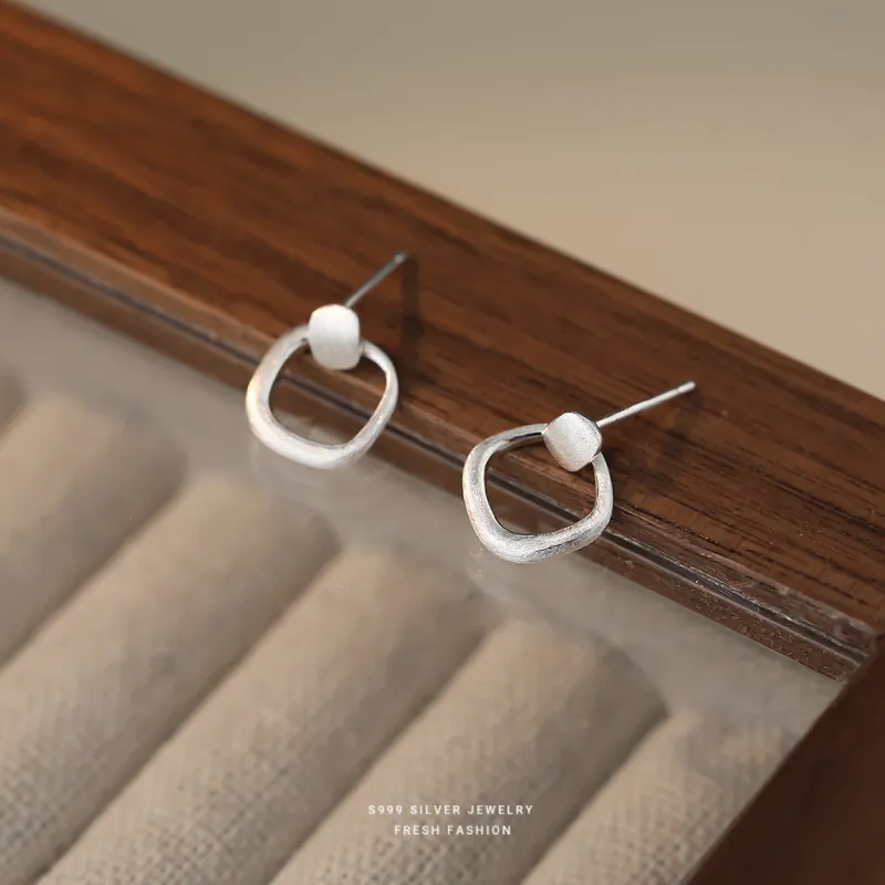 U state 999 Fine Silver Sterling Silver Stud Earrings Women's-3