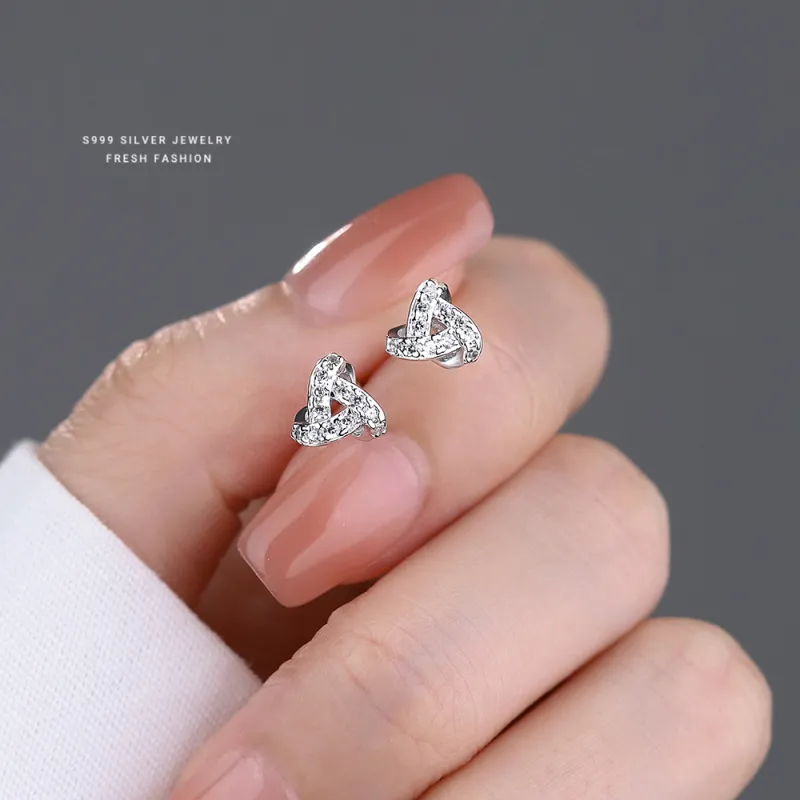 U state 999 Fine Silver Stud Earrings Women's-1