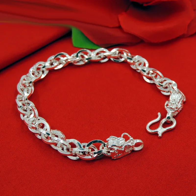 U state 990 Sterling Silver Pure Silver Bracelets Men's-2