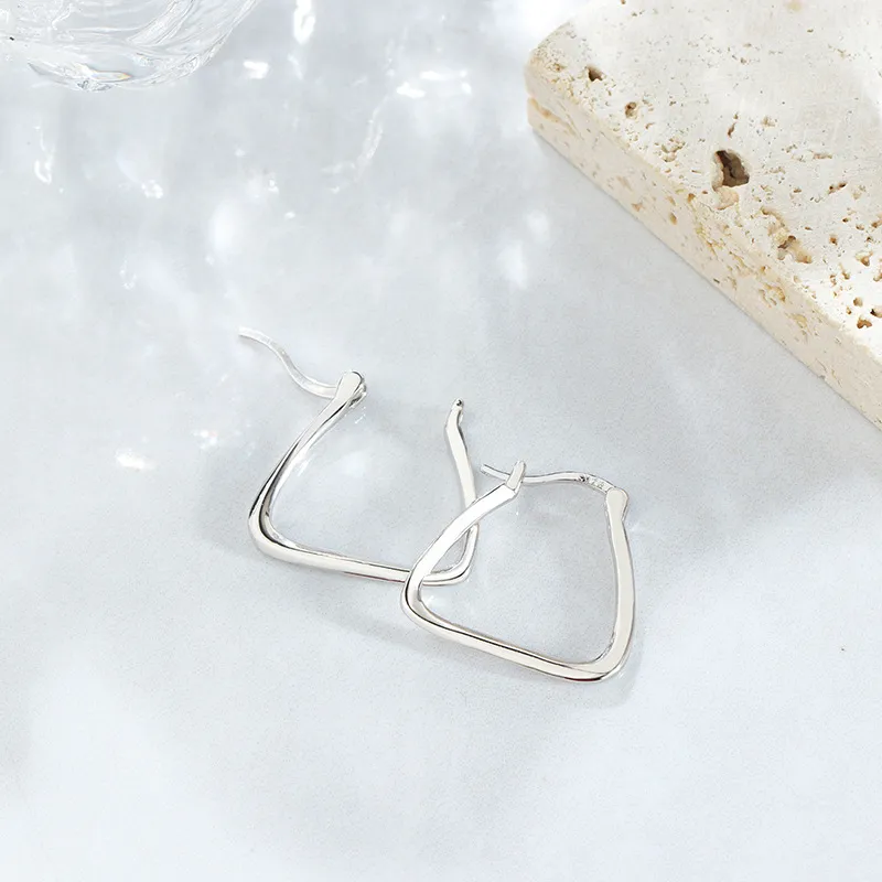 U state 925 Sterling Silver Hoop Earrings Women's-3