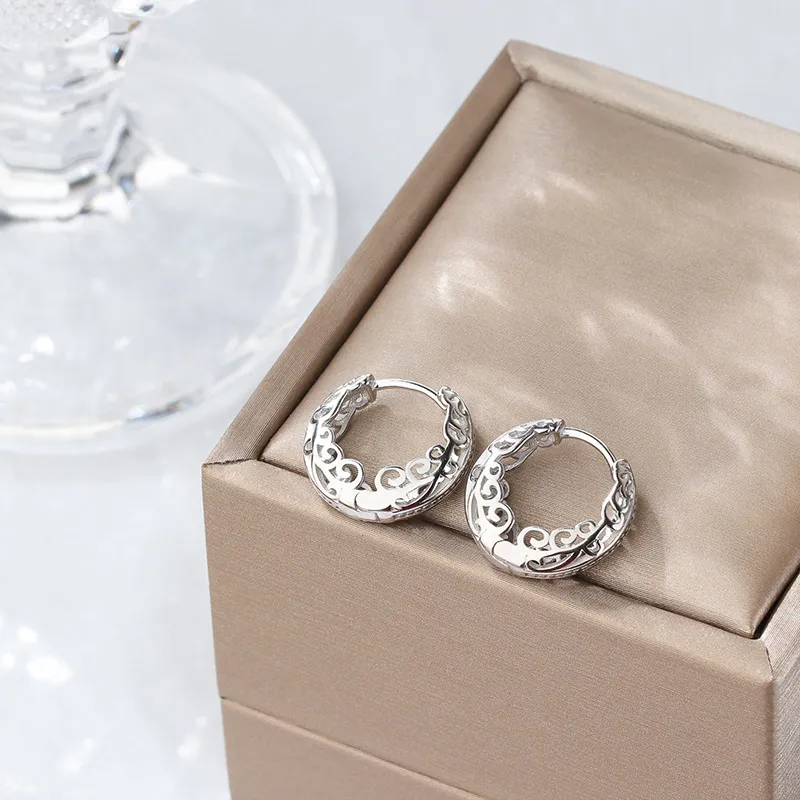 U state 925 Sterling Silver Hoop Earrings Women's-2