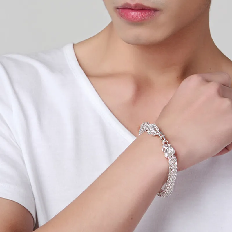U state 990 Sterling Silver Pure Silver Bracelets Men's-1
