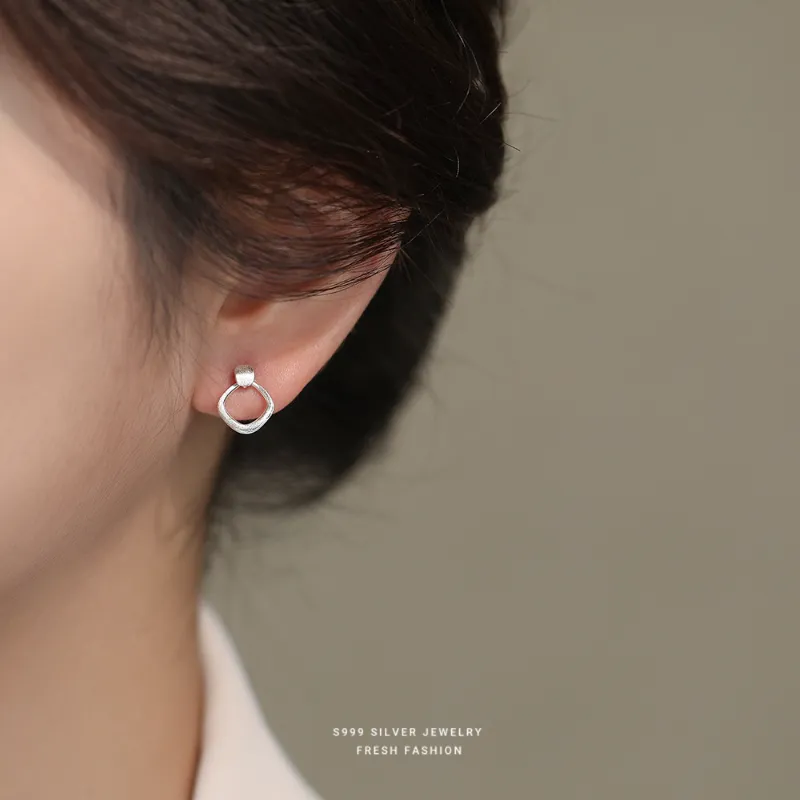U state 999 Fine Silver Sterling Silver Stud Earrings Women's-1