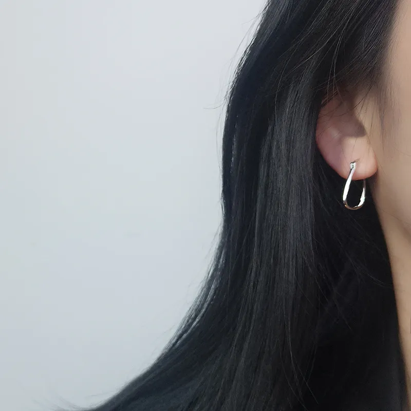 U state 925 Sterling Silver Hoop Earrings Women's-2