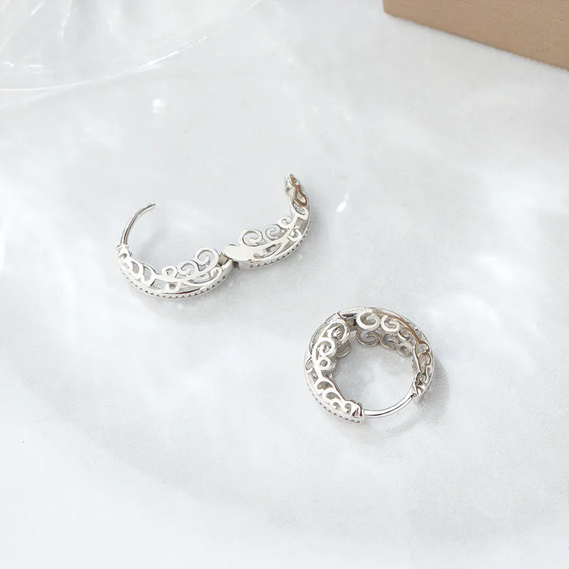 U state 925 Sterling Silver Hoop Earrings Women's-3