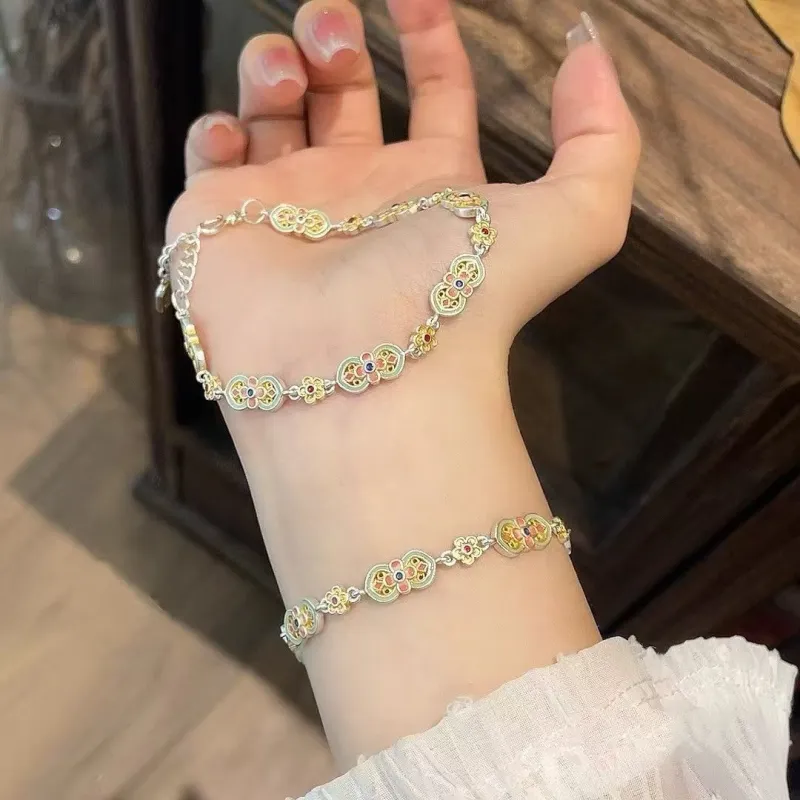 U state S999 Fine Silver Pure Silver Bracelets Women's-4