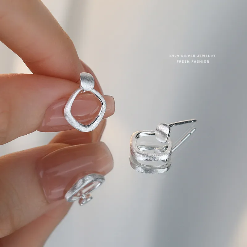 U state 999 Fine Silver Sterling Silver Stud Earrings Women's-4