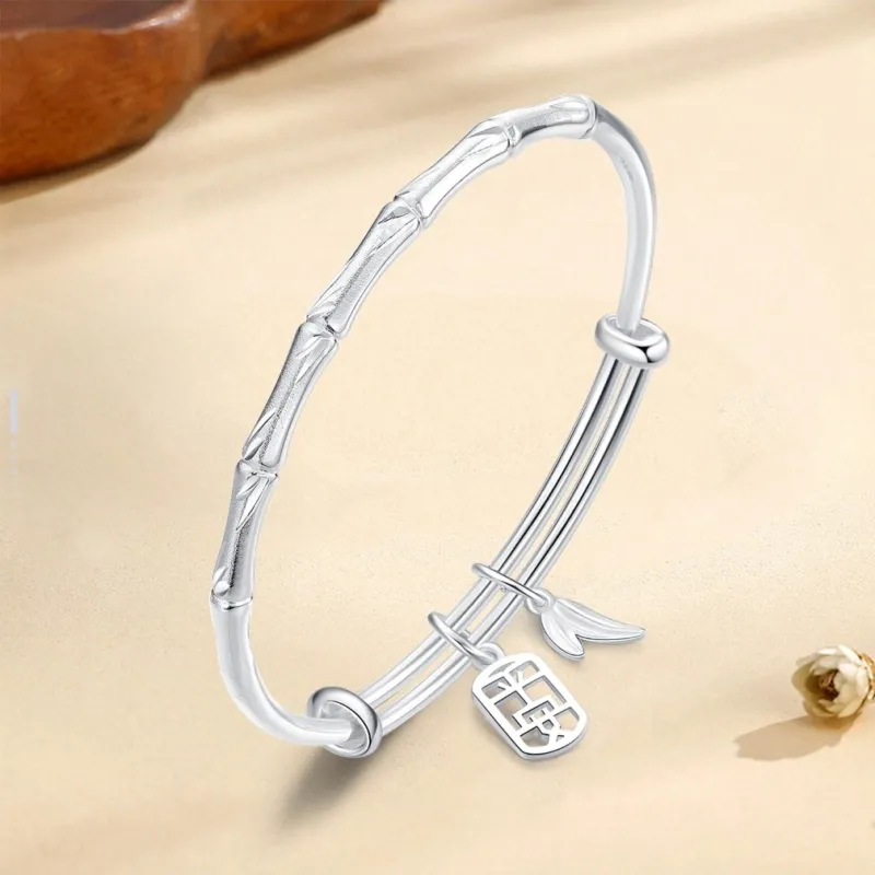 U state Sterling Silver Bangle 999 Fine Silver Women's-2