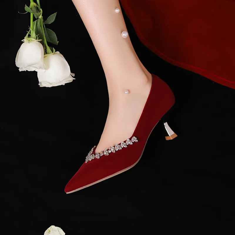 JOSINY Slim Heel High Heels 5CM Women's Red-1