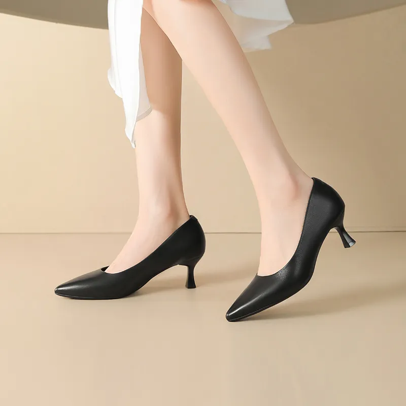 JOSINY Slim Heel High Heels 6cm Women's Black-2