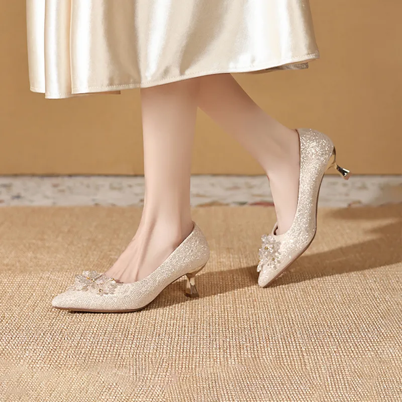 JOSINY High Heels Women's Champagne Gold-4