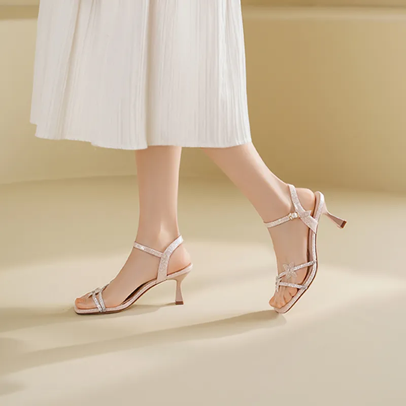 JOSINY One Strap Sandals Women's Rose Gold-5