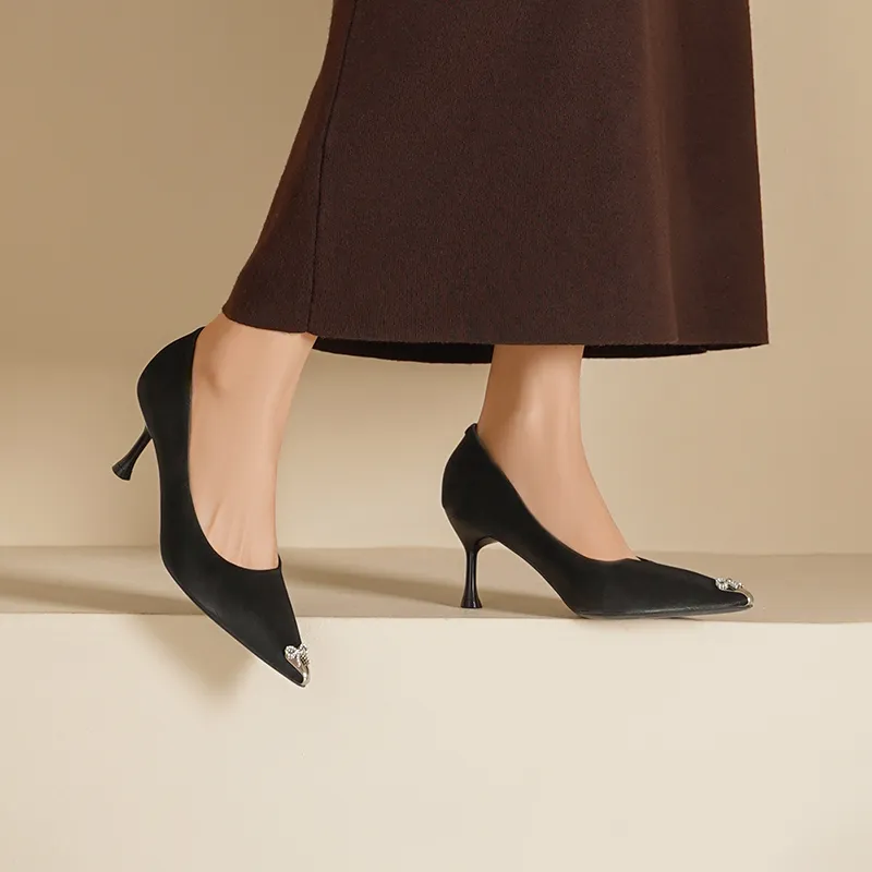 JOSINY Slim Heel High Heels 6cm Women's Black-1