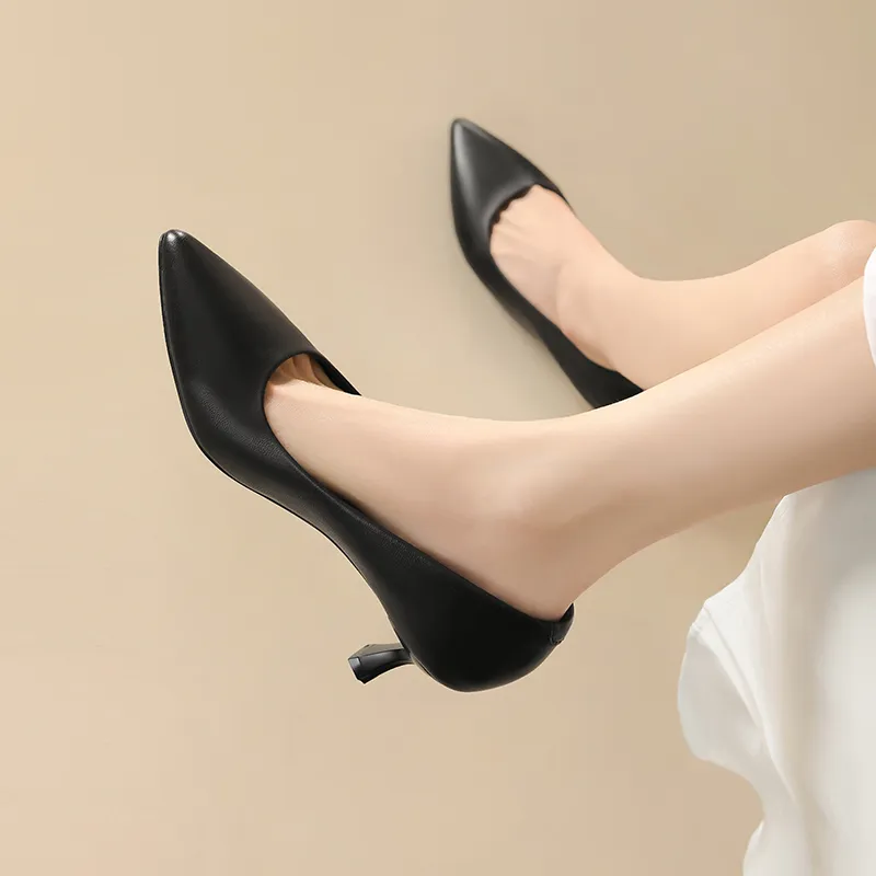 JOSINY Slim Heel High Heels 6cm Women's Black-4
