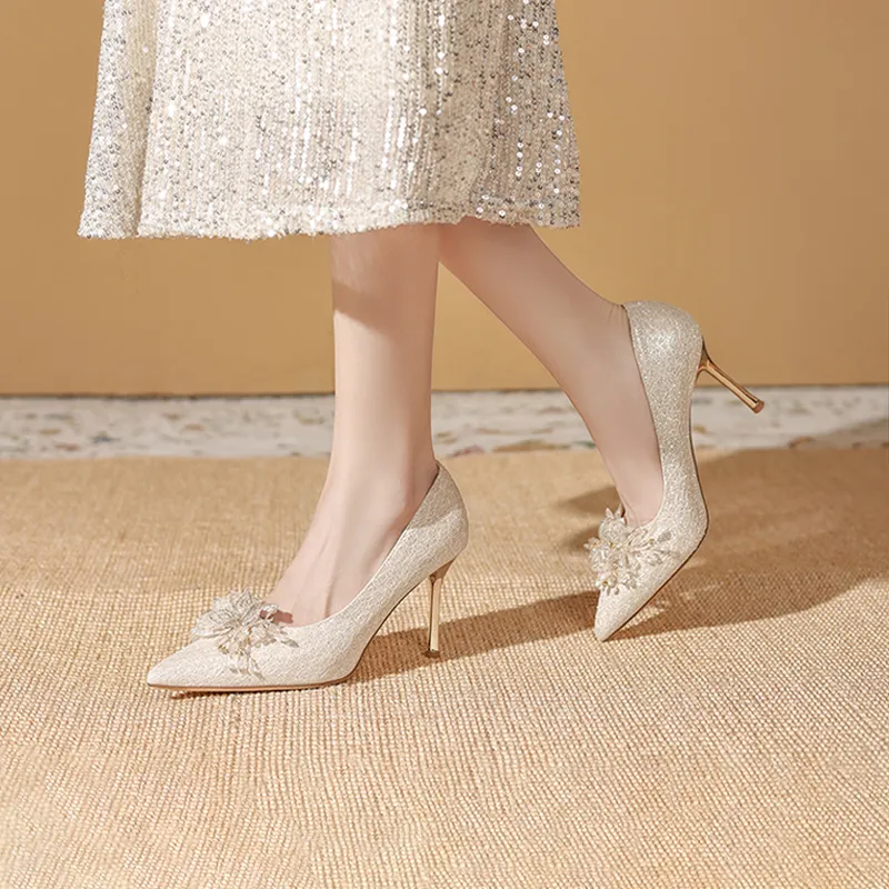 JOSINY High Heels Women's Champagne Gold-5
